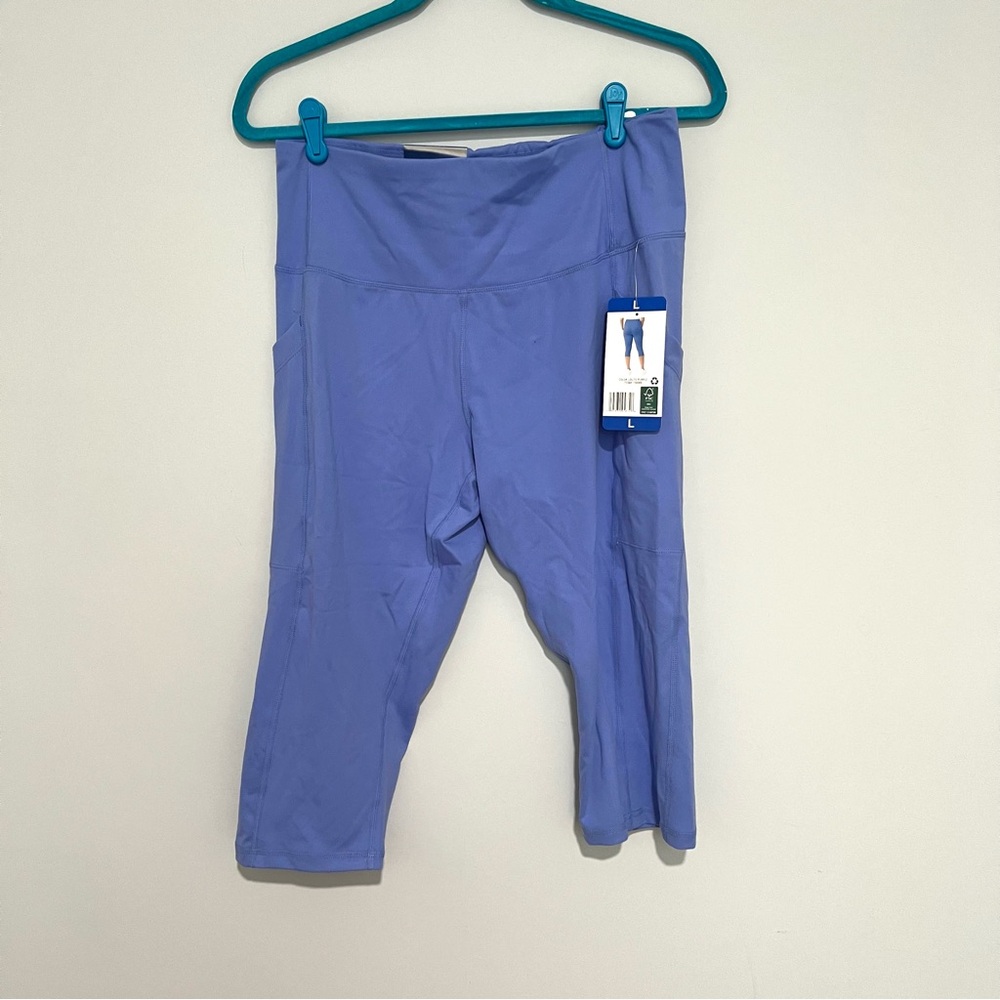 NEW NWT 32 Degrees Periwinkle Purple Cropped Workout Pants Leggings Size L